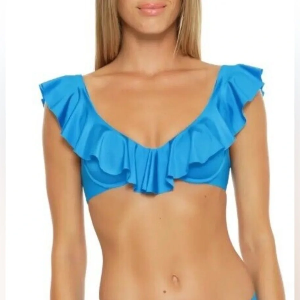 NWT [Trina Turk] Monaco Ruffled Underwire Bikini Top in Adriatic Blue Women’s 12 - Picture 5 of 11